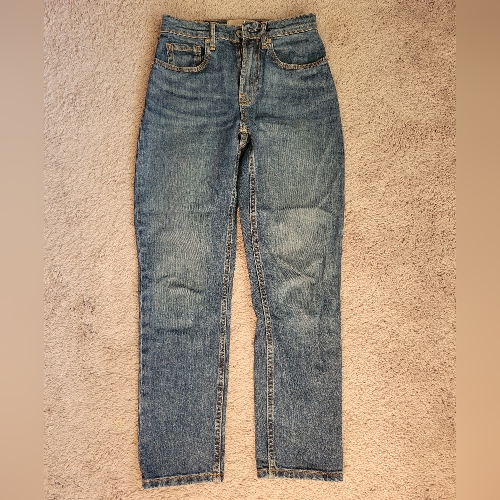 Everlane Women's Ankle High Rise Straight Jeans in Blue